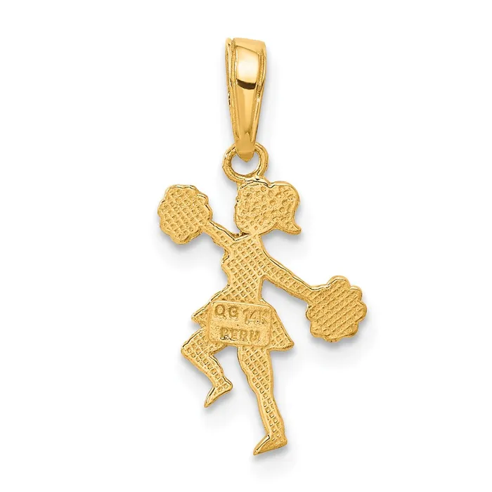 Qgold Necklaces 14k Yellow Gold 10 mm Cheerleader with PomPoms Pendant 07 grams Qgold Necklaces 14k Yellow Gold 10 mm Cheerleader with PomPoms Pendant 07 grams