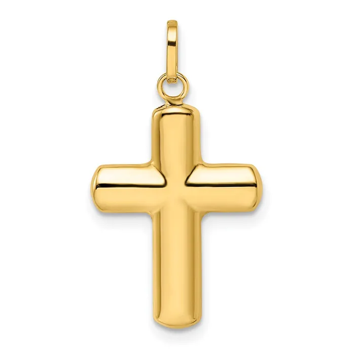 Qgold Necklaces 14k Yellow Gold 145 mm Polished Puffed Cross Pendant 077 grams Qgold Necklaces 14k Yellow Gold 145 mm Polished Puffed Cross Pendant 077 grams