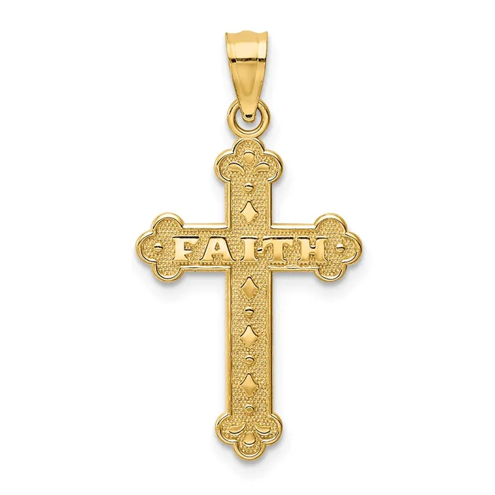 Qgold Necklaces 14k Yellow Gold 1503 mm Satin and Polished Faith Cross Pendant 102 grams Qgold Necklaces 14k Yellow Gold 1503 mm Satin and Polished Faith Cross Pendant 102 grams