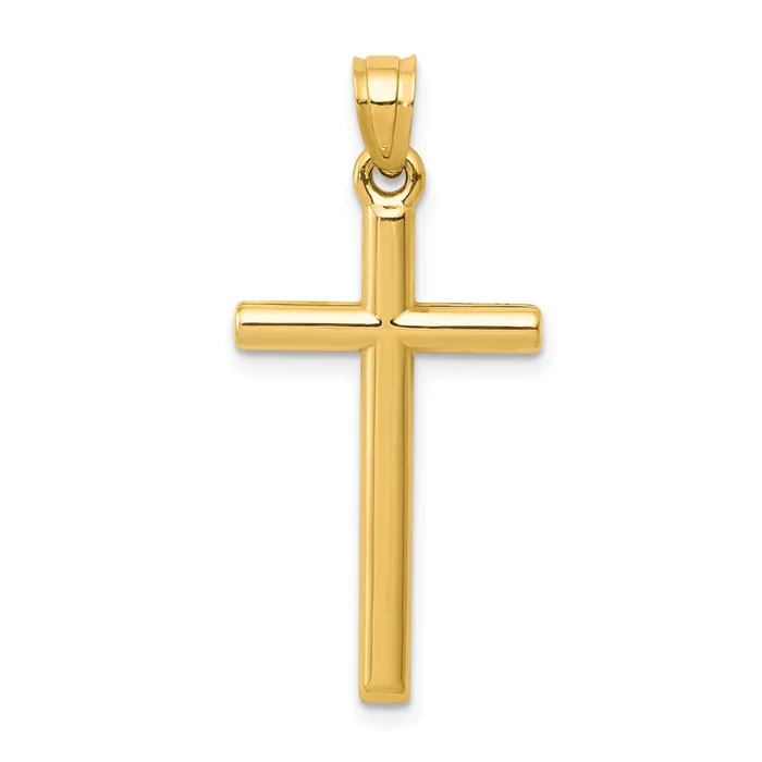 Qgold Necklaces 14k Yellow Gold 15 mm Polished Hollow Cross Pendant 064 grams Qgold Necklaces 14k Yellow Gold 15 mm Polished Hollow Cross Pendant 064 grams
