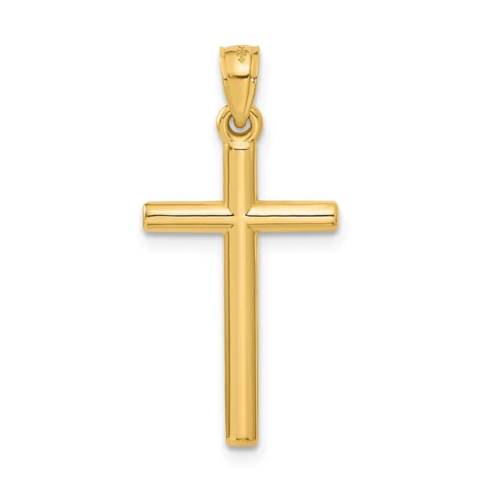 Qgold Necklaces 14k Yellow Gold 15 mm Polished Hollow Cross Pendant 064 grams Qgold Necklaces 14k Yellow Gold 15 mm Polished Hollow Cross Pendant 064 grams
