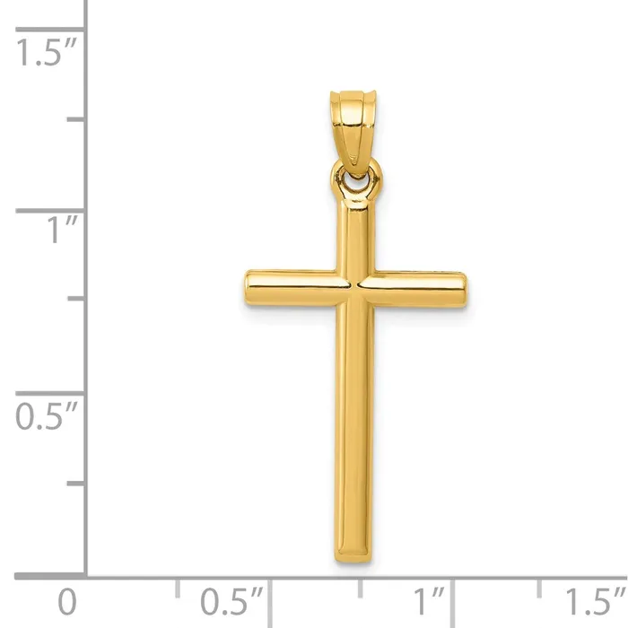 Qgold Necklaces 14k Yellow Gold 15 mm Polished Hollow Cross Pendant 064 grams Qgold Necklaces 14k Yellow Gold 15 mm Polished Hollow Cross Pendant 064 grams