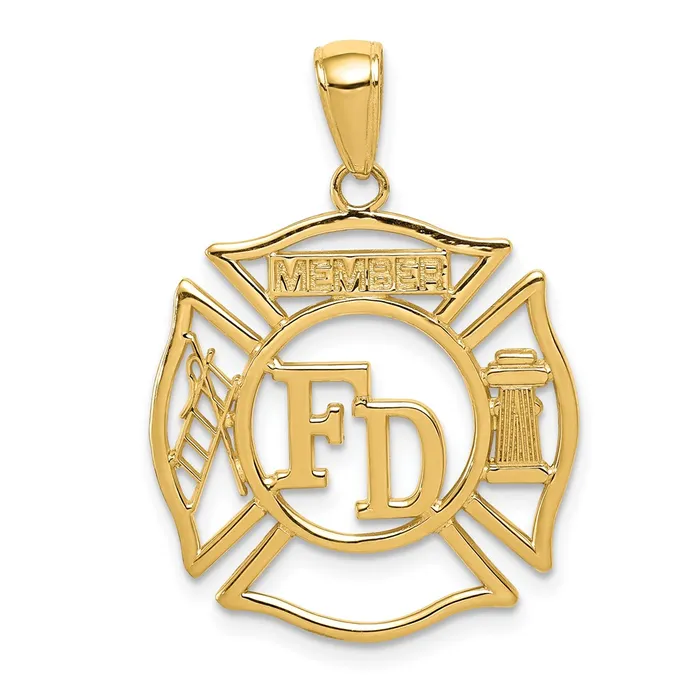 Qgold Necklaces 14k Yellow Gold 205 mm FD MEMBER in Shield Pendant 142 grams