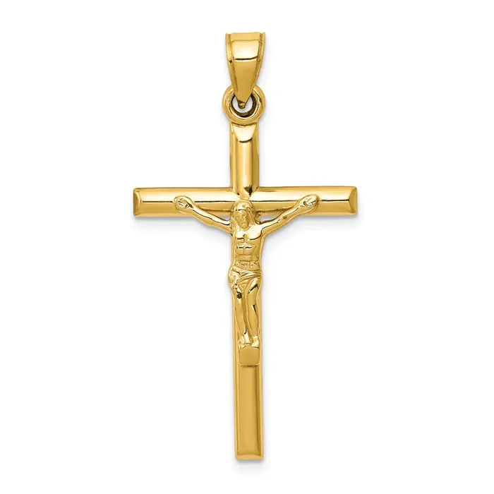 Qgold Necklaces 14k Yellow Gold 20 mm Hollow Jesus Crucifix Pendant 101 grams Qgold Necklaces 14k Yellow Gold 20 mm Hollow Jesus Crucifix Pendant 101 grams