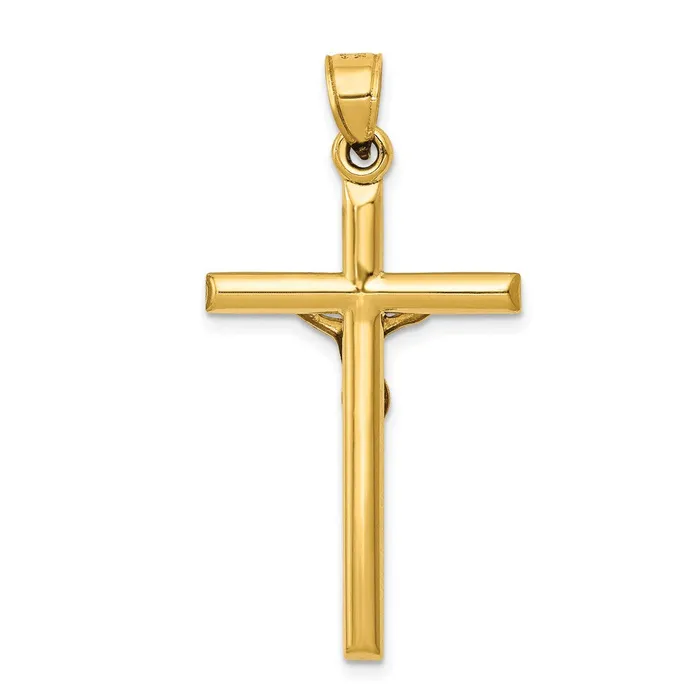 Qgold Necklaces 14k Yellow Gold 20 mm Hollow Jesus Crucifix Pendant 101 grams Qgold Necklaces 14k Yellow Gold 20 mm Hollow Jesus Crucifix Pendant 101 grams