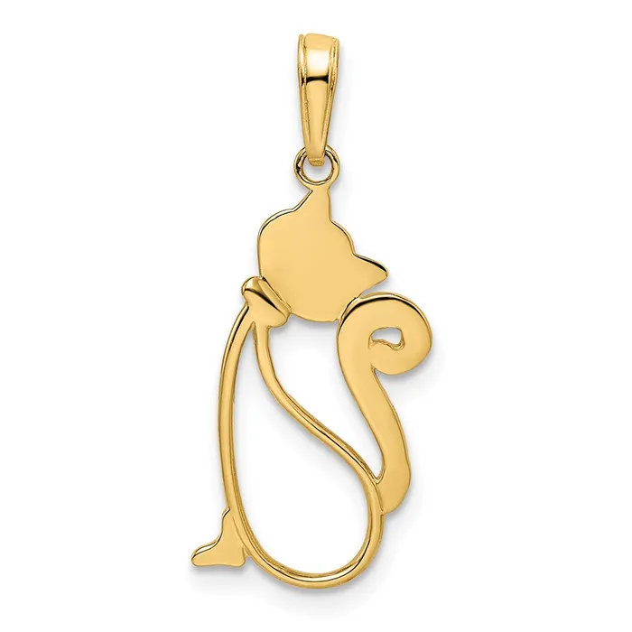 Qgold Necklaces 14k Yellow Rhodium 125 mm Diamondcut Cat Pendant 14 grams Qgold Necklaces 14k Yellow Rhodium 125 mm Diamondcut Cat Pendant 14 grams