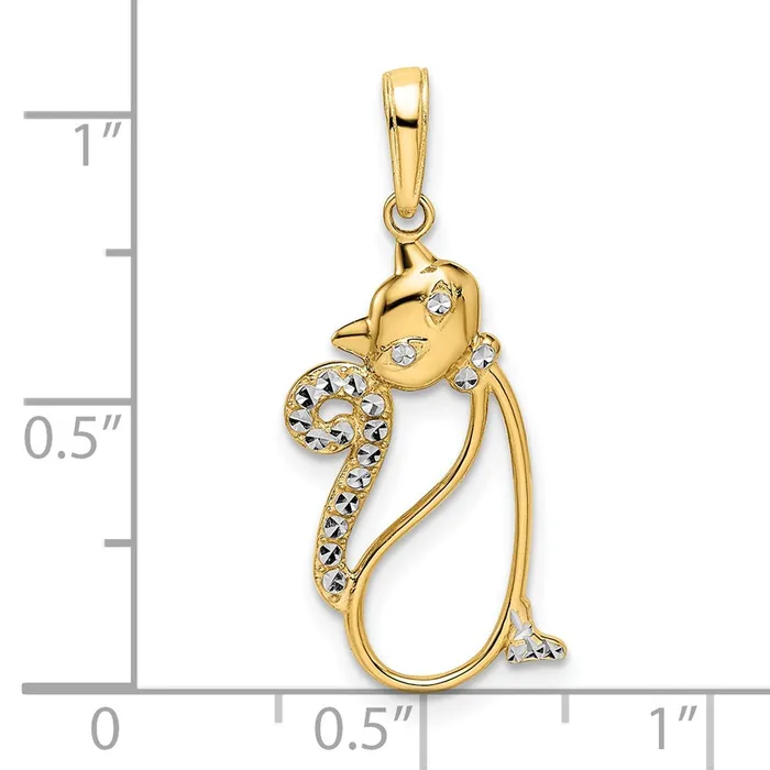Qgold Necklaces 14k Yellow Rhodium 125 mm Diamondcut Cat Pendant 14 grams Qgold Necklaces 14k Yellow Rhodium 125 mm Diamondcut Cat Pendant 14 grams