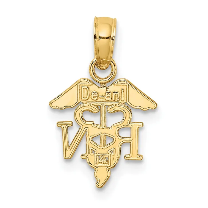 Qgold PreStyled Sets 10k Yellow Gold 1057 mm RN Caduceus Pendant 05 grams Qgold PreStyled Sets 10k Yellow Gold 1057 mm RN Caduceus Pendant 05 grams