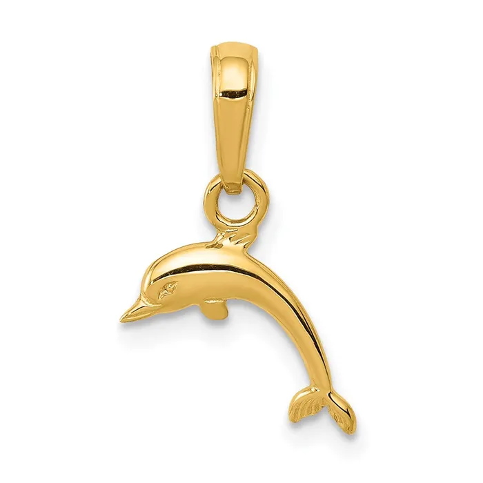 Qgold PreStyled Sets 14k Yellow Gold 11 mm Mini Dolphin Pendant 043 grams Qgold PreStyled Sets 14k Yellow Gold 11 mm Mini Dolphin Pendant 043 grams