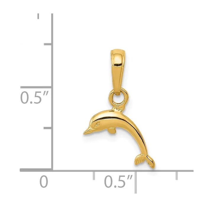 Qgold PreStyled Sets 14k Yellow Gold 11 mm Mini Dolphin Pendant 043 grams Qgold PreStyled Sets 14k Yellow Gold 11 mm Mini Dolphin Pendant 043 grams