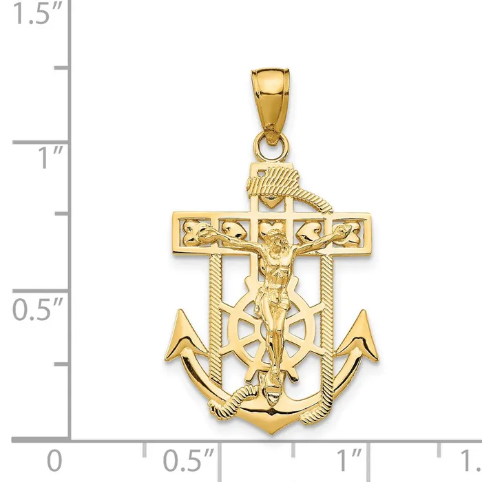 Qgold PreStyled Sets 14k Yellow Gold 18 mm Polished Textured Mini Mariners Crucifix Pendant 213 grams Qgold PreStyled Sets 14k Yellow Gold 18 mm Polished Textured Mini Mariners Crucifix Pendant 213 grams