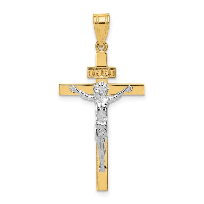 Qgold Rings 10k Twotone 17 mm Twotone INRI Jesus Crucifix Pendant 115 grams Qgold Rings 10k Twotone 17 mm Twotone INRI Jesus Crucifix Pendant 115 grams