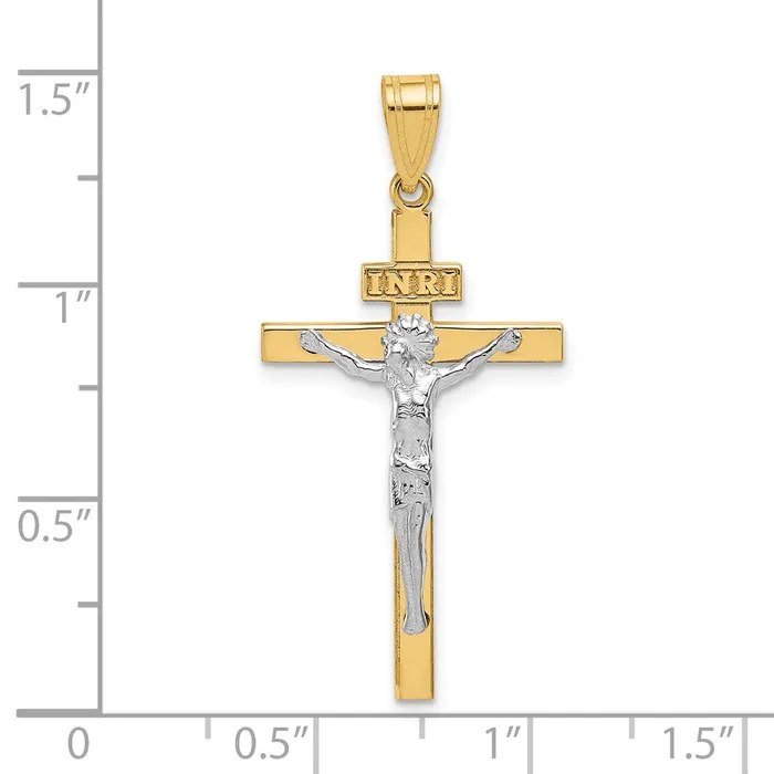 Qgold Rings 10k Twotone 17 mm Twotone INRI Jesus Crucifix Pendant 115 grams Qgold Rings 10k Twotone 17 mm Twotone INRI Jesus Crucifix Pendant 115 grams