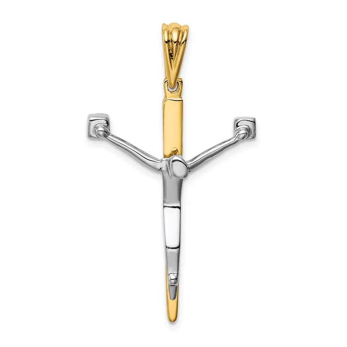Qgold Rings 14k Twotone 25 mm Twotone Jesus Crucifix Charm 277 grams