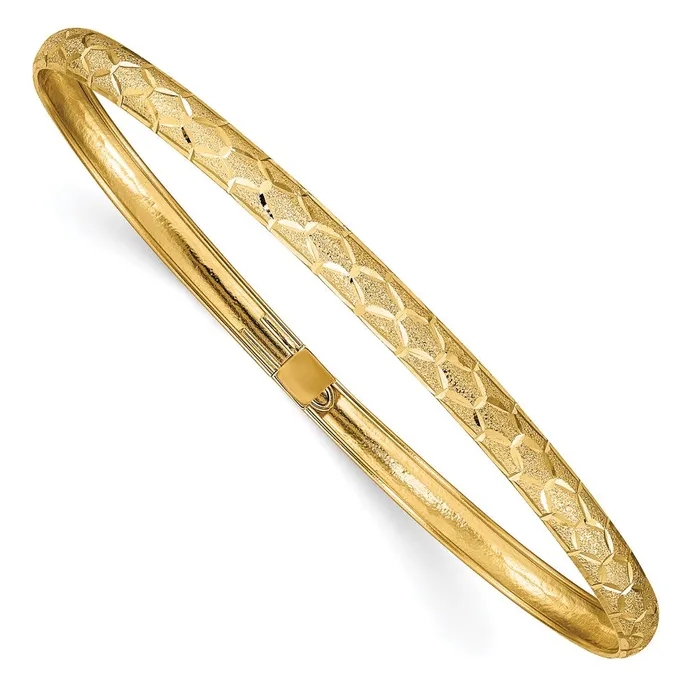 Qgold Rings 14k Yellow Gold 45 mm Hexagonal Design Diamondcut Flexible Bangle 263 grams Qgold Rings 14k Yellow Gold 45 mm Hexagonal Design Diamondcut Flexible Bangle 263 grams