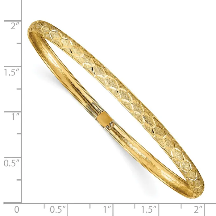 Qgold Rings 14k Yellow Gold 45 mm Hexagonal Design Diamondcut Flexible Bangle 263 grams Qgold Rings 14k Yellow Gold 45 mm Hexagonal Design Diamondcut Flexible Bangle 263 grams