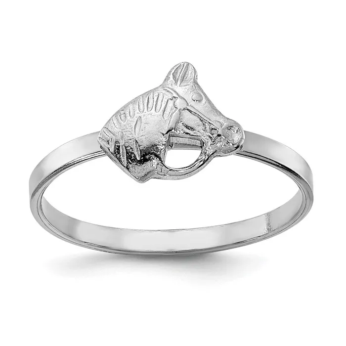 Qgold Sterling Silver Rhodiumplated Polished Textured Horse Childrens Ring 1 grams Rings Qgold Sterling Silver Rhodiumplated Polished Textured Horse Childrens Ring 1 grams Rings