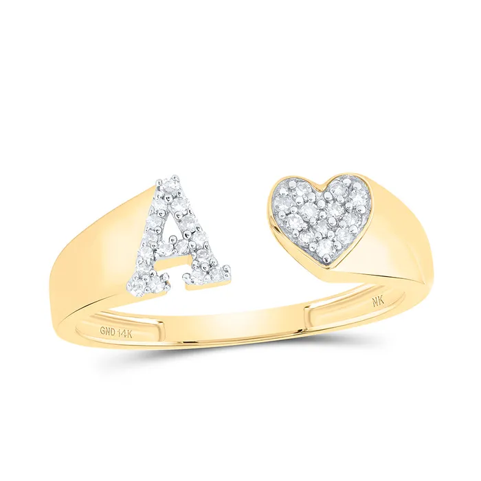 Rings 110CtwNat Dia Nk Gift Initial A Ladies Heart Ring 158 grams GND