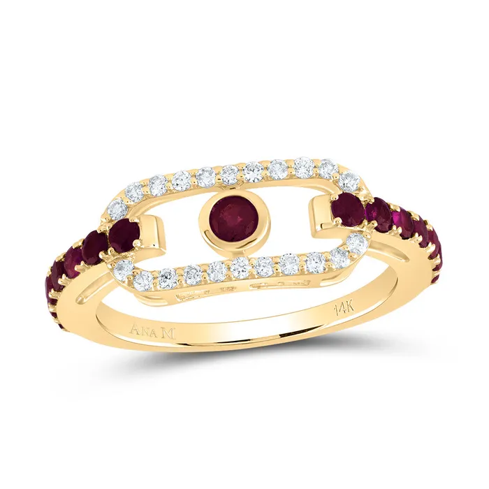 Rings 15CtwDia Ana M 34Ctw RdRu Nat Gem Paper Clip Ring 293 grams GND