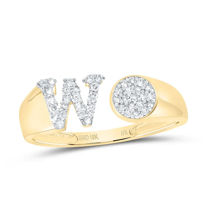 Rings 16CtwNat Dia Nk Gift Initial W Round Ladies Ring 181 grams GND