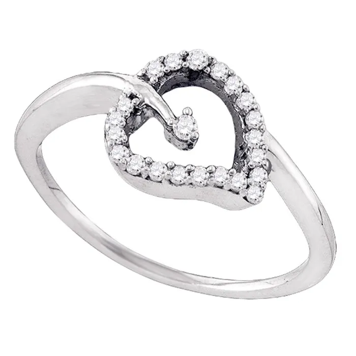 Rings 10Kt White Gold 16CtDia Fashion Heart Ring 148 grams GND