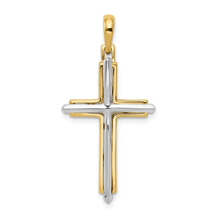 Rings 14k Twotone 18 mm Fancy Cross Pendant 224 grams Qgold