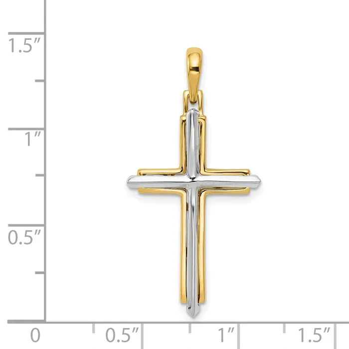 Rings 14k Twotone 18 mm Fancy Cross Pendant 224 grams Qgold Rings 14k Twotone 18 mm Fancy Cross Pendant 224 grams Qgold