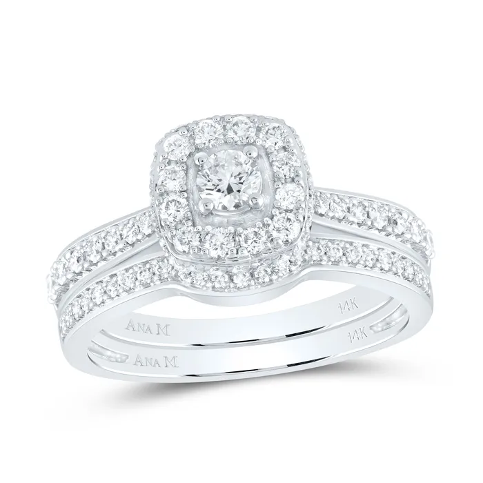 Rings 14Kt White Gold 78CtwDia Ana M 15CtCrd Single Halo Bridal Set Ring 624 grams GND Rings 14Kt White Gold 78CtwDia Ana M 15CtCrd Single Halo Bridal Set Ring 624 grams GND