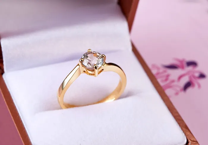 Rings AME Jewellery Blue Zircon Twist Ring in 14K Yellow Gold