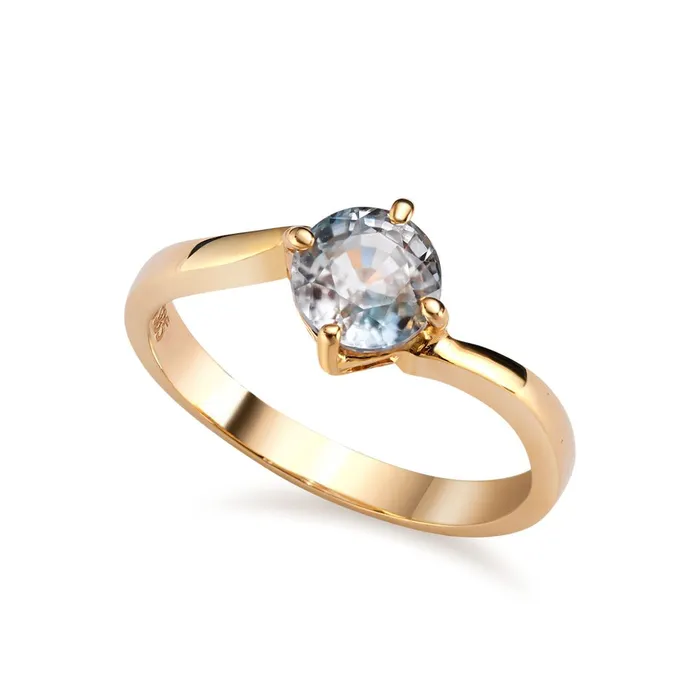 Rings AME Jewellery Blue Zircon Twist Ring in 14K Yellow Gold