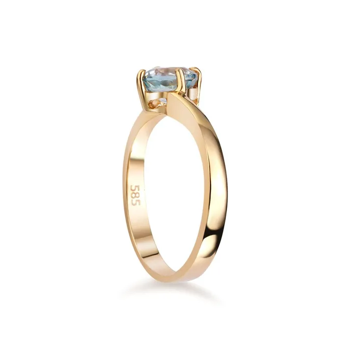 Rings AME Jewellery Blue Zircon Twist Ring in 14K Yellow Gold