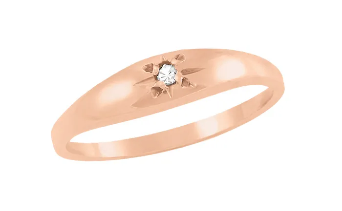 Rings Antique Jewelry Mall 14K Rose Gold Antique Style Victorian Domed Baby Diamond Ring Rings Antique Jewelry Mall 14K Rose Gold Antique Style Victorian Domed Baby Diamond Ring