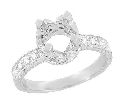 Rings Antique Jewelry Mall Art Deco Engraved Filigree Loving Butterflies Engagement Ring Setting in Platinum for a 1 Carat Diamond Rings Antique Jewelry Mall Art Deco Engraved Filigree Loving Butterflies Engagement Ring Setting in Platinum for a 1 Carat Diamond