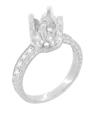 Rings Antique Jewelry Mall Art Deco Engraved Filigree Loving Butterflies Engagement Ring Setting in Platinum for a 1 Carat Diamond Rings Antique Jewelry Mall Art Deco Engraved Filigree Loving Butterflies Engagement Ring Setting in Platinum for a 1 Carat Diamond