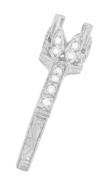 Rings Antique Jewelry Mall Art Deco Engraved Filigree Loving Butterflies Engagement Ring Setting in Platinum for a 1 Carat Diamond Rings Antique Jewelry Mall Art Deco Engraved Filigree Loving Butterflies Engagement Ring Setting in Platinum for a 1 Carat Diamond