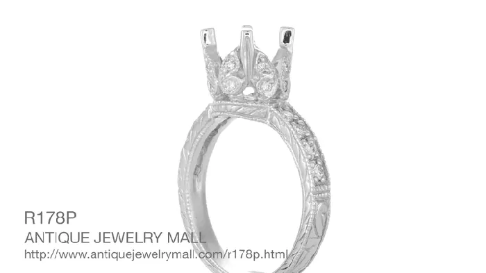 Rings Antique Jewelry Mall Art Deco Engraved Filigree Loving Butterflies Engagement Ring Setting in Platinum for a 1 Carat Diamond Rings Antique Jewelry Mall Art Deco Engraved Filigree Loving Butterflies Engagement Ring Setting in Platinum for a 1 Carat Diamond