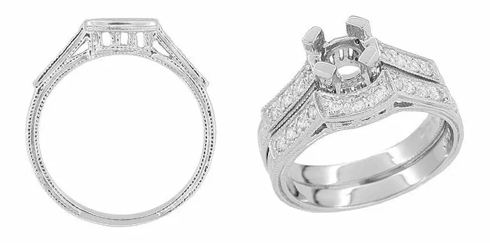 Rings Antique Jewelry Mall Art Deco Platinum Filigree Carved Coordinating Diamond Wedding Ring Rings Antique Jewelry Mall Art Deco Platinum Filigree Carved Coordinating Diamond Wedding Ring