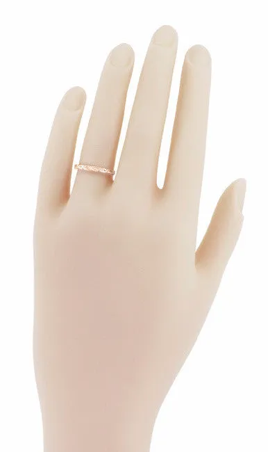 Rings Antique Jewelry Mall Art Deco Scrolls Wedding Band in 14 Karat Rose Pink Gold Rings Antique Jewelry Mall Art Deco Scrolls Wedding Band in 14 Karat Rose Pink Gold