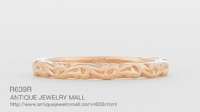 Rings Antique Jewelry Mall Art Deco Scrolls Wedding Band in 14 Karat Rose Pink Gold Rings Antique Jewelry Mall Art Deco Scrolls Wedding Band in 14 Karat Rose Pink Gold