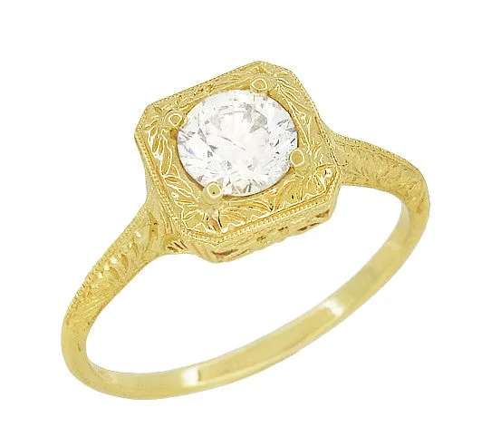 Rings Antique Jewelry Mall Filigree Scrolls Vintage Engraved 34 Carat Diamond Art Deco Engagement Ring in 14 Karat Yellow Gold Rings Antique Jewelry Mall Filigree Scrolls Vintage Engraved 34 Carat Diamond Art Deco Engagement Ring in 14 Karat Yellow Gold