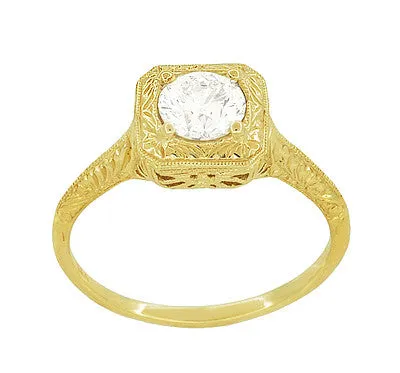 Rings Antique Jewelry Mall Filigree Scrolls Vintage Engraved 34 Carat Diamond Art Deco Engagement Ring in 14 Karat Yellow Gold Rings Antique Jewelry Mall Filigree Scrolls Vintage Engraved 34 Carat Diamond Art Deco Engagement Ring in 14 Karat Yellow Gold