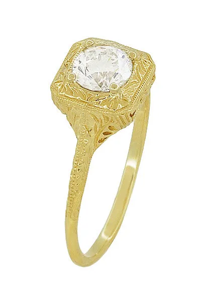 Rings Antique Jewelry Mall Filigree Scrolls Vintage Engraved 34 Carat Diamond Art Deco Engagement Ring in 14 Karat Yellow Gold Rings Antique Jewelry Mall Filigree Scrolls Vintage Engraved 34 Carat Diamond Art Deco Engagement Ring in 14 Karat Yellow Gold