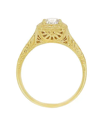 Rings Antique Jewelry Mall Filigree Scrolls Vintage Engraved 34 Carat Diamond Art Deco Engagement Ring in 14 Karat Yellow Gold Rings Antique Jewelry Mall Filigree Scrolls Vintage Engraved 34 Carat Diamond Art Deco Engagement Ring in 14 Karat Yellow Gold
