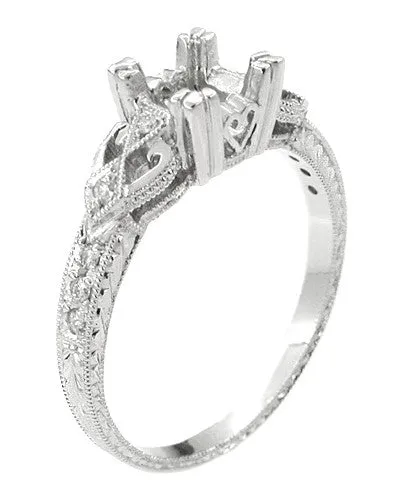 Rings Antique Jewelry Mall Loving Hearts 34 Carat Antique Style Platinum Art Deco Engraved Engagement Ring Setting Rings Antique Jewelry Mall Loving Hearts 34 Carat Antique Style Platinum Art Deco Engraved Engagement Ring Setting