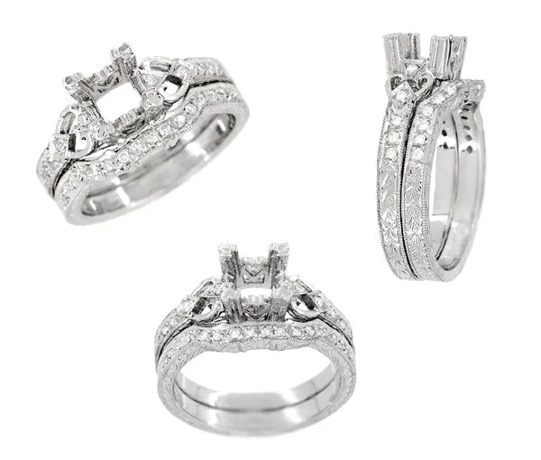 Rings Antique Jewelry Mall Loving Hearts 34 Carat Antique Style Platinum Art Deco Engraved Engagement Ring Setting Rings Antique Jewelry Mall Loving Hearts 34 Carat Antique Style Platinum Art Deco Engraved Engagement Ring Setting