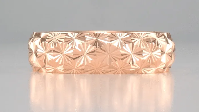 Rings Antique Jewelry Mall Mid Century Modern Engraved Starbursts Wedding Band in 14 Karat Rose Gold 6mm Wide Rings Antique Jewelry Mall Mid Century Modern Engraved Starbursts Wedding Band in 14 Karat Rose Gold 6mm Wide