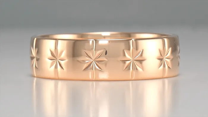 Rings Antique Jewelry Mall Rose Gold 6mm 1950s Radiating 8 Ray Stars Vintage Style Wedding Band Rings Antique Jewelry Mall Rose Gold 6mm 1950s Radiating 8 Ray Stars Vintage Style Wedding Band