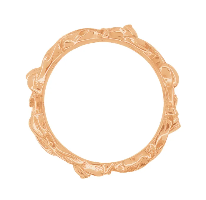 Rings Antique Jewelry Mall Rose Gold Vintage Style 1960s Filigree Lilies Sculptural Wedding Ring 6mm Wide Rings Antique Jewelry Mall Rose Gold Vintage Style 1960s Filigree Lilies Sculptural Wedding Ring 6mm Wide
