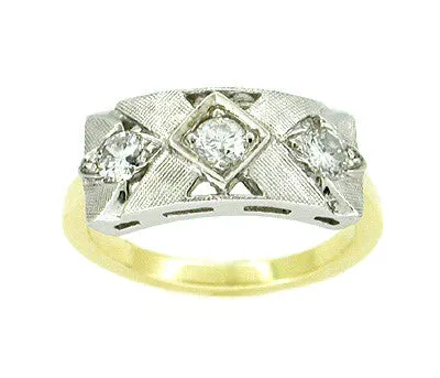 Rings Antique Jewelry Mall Vintage Mid Century Diamond Ring in 14 Karat White and Yellow Gold Rings Antique Jewelry Mall Vintage Mid Century Diamond Ring in 14 Karat White and Yellow Gold