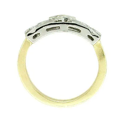 Rings Antique Jewelry Mall Vintage Mid Century Diamond Ring in 14 Karat White and Yellow Gold